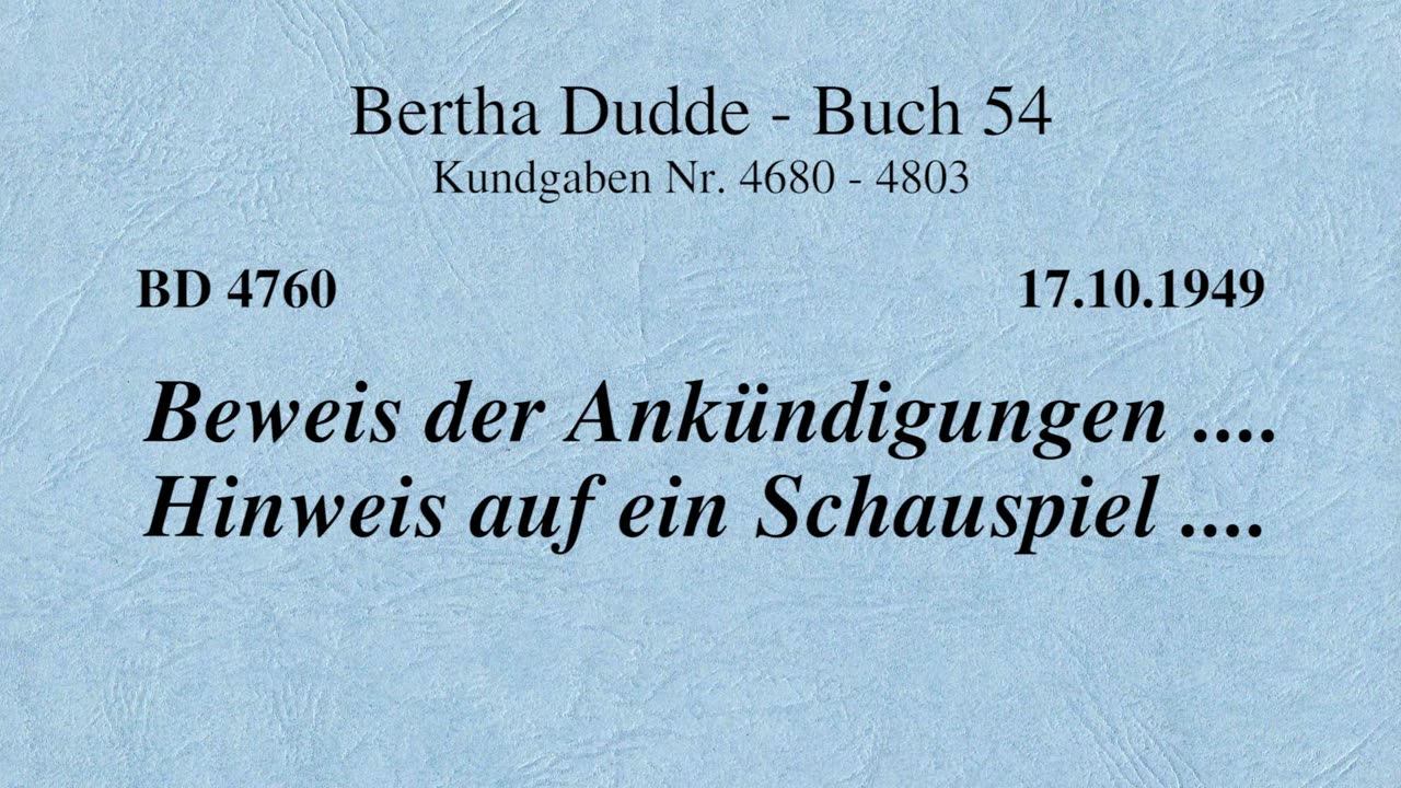 BD 4760 - BEWEIS DER ANKÜNDIGUNGEN .... HINWEIS AUF EIN SCHAUSPIEL ....