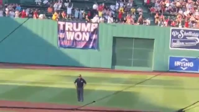 Fans Erupt in Cheers When ‘Trump Won’ Flag Unveiled at Red Sox Game