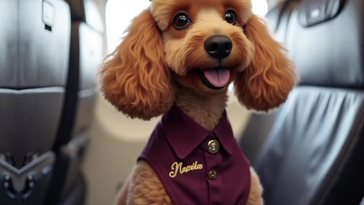 Maltese Dog as flight attendant