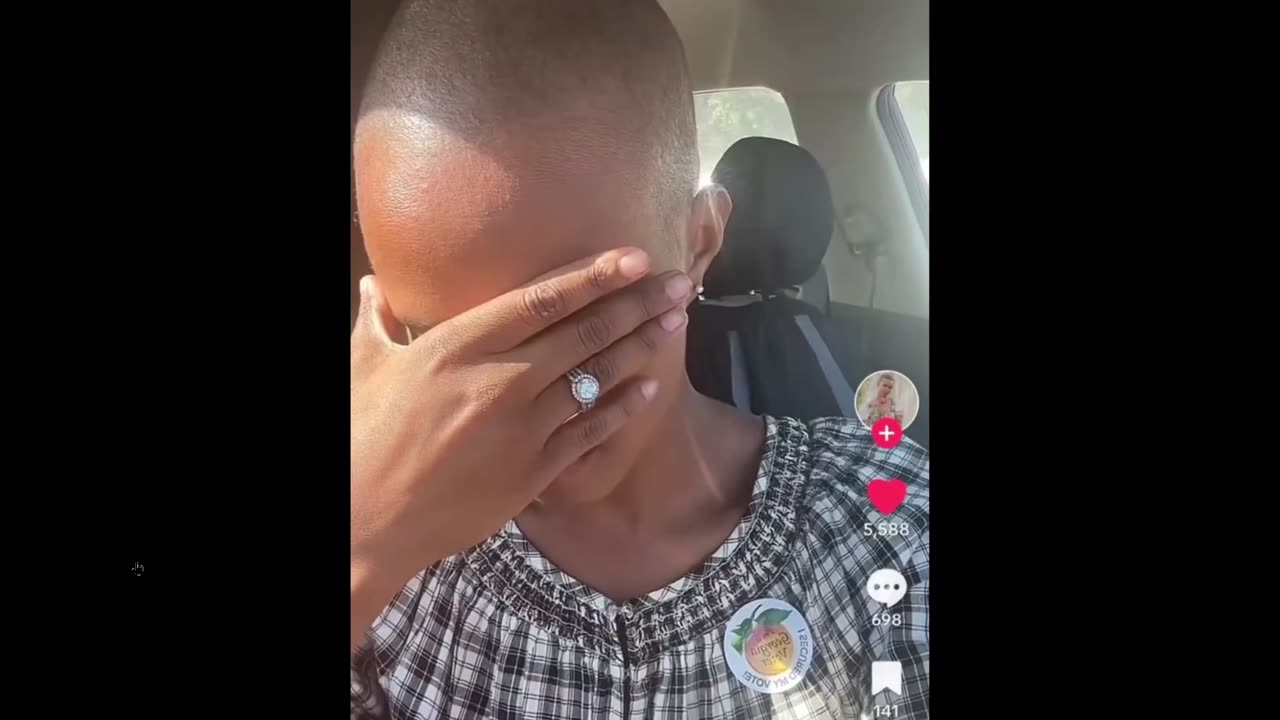 Woman breaks down in tears after voting early for Donald Trump in Georgia.