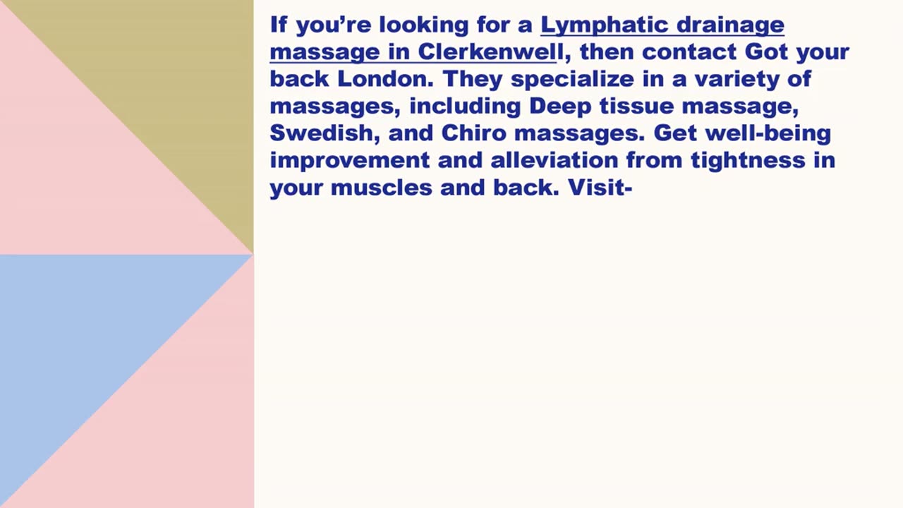 Best Lymphatic drainage massage in Clerkenwell