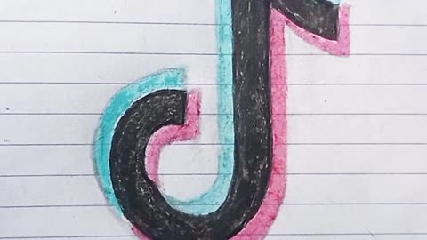 Draw the tiktok logo on a notebook