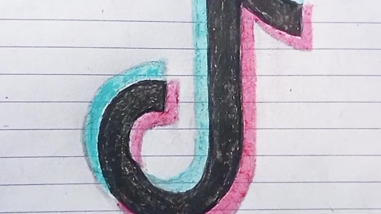 Draw the tiktok logo on a notebook