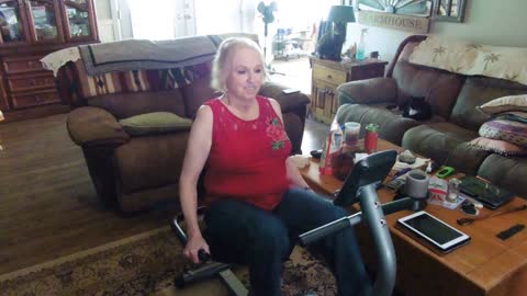 MRS. ARIZONA Rides exercise bike