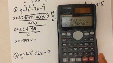 Grade 10 Math - Using the quadratic equation to find x intercepts (lesson 6.4)