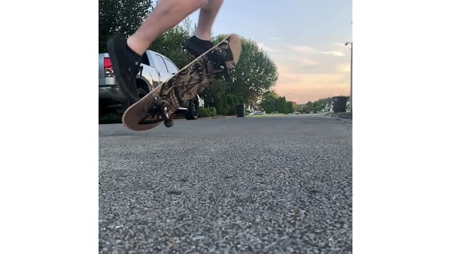 Flatland skateboarding with a old man