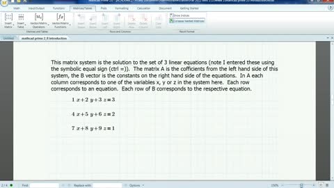 Matrices on Mathcad Prime BME200