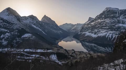 sunrise over norangsfjorden fjord