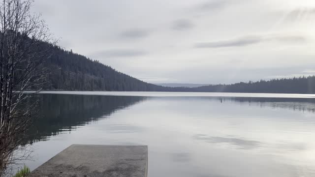 The Still Mountain Lake From a Boat Launch – Suttle Lake – Central Oregon – 4K