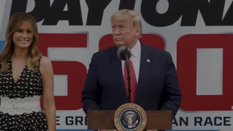 Donald Trump attends and speaks about Daytona 500