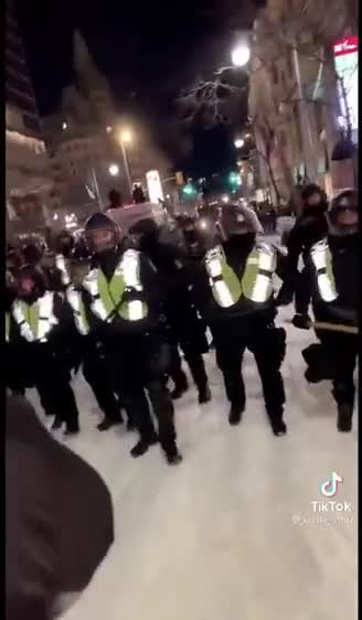 WOW - A small video that ROARS! Canadian Patriots Advancing on Cops Peacfully!