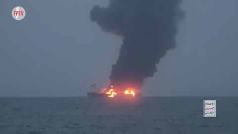 (EN) Armed Forces of Yemen, burning the Greek ship SOUNION, Aug 22, 2024