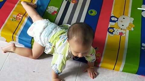 how smart is the baby. Avoid colliding head on bricks