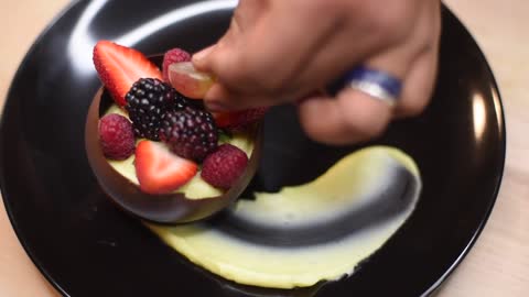 Fruit Garnish On Pastry Cream