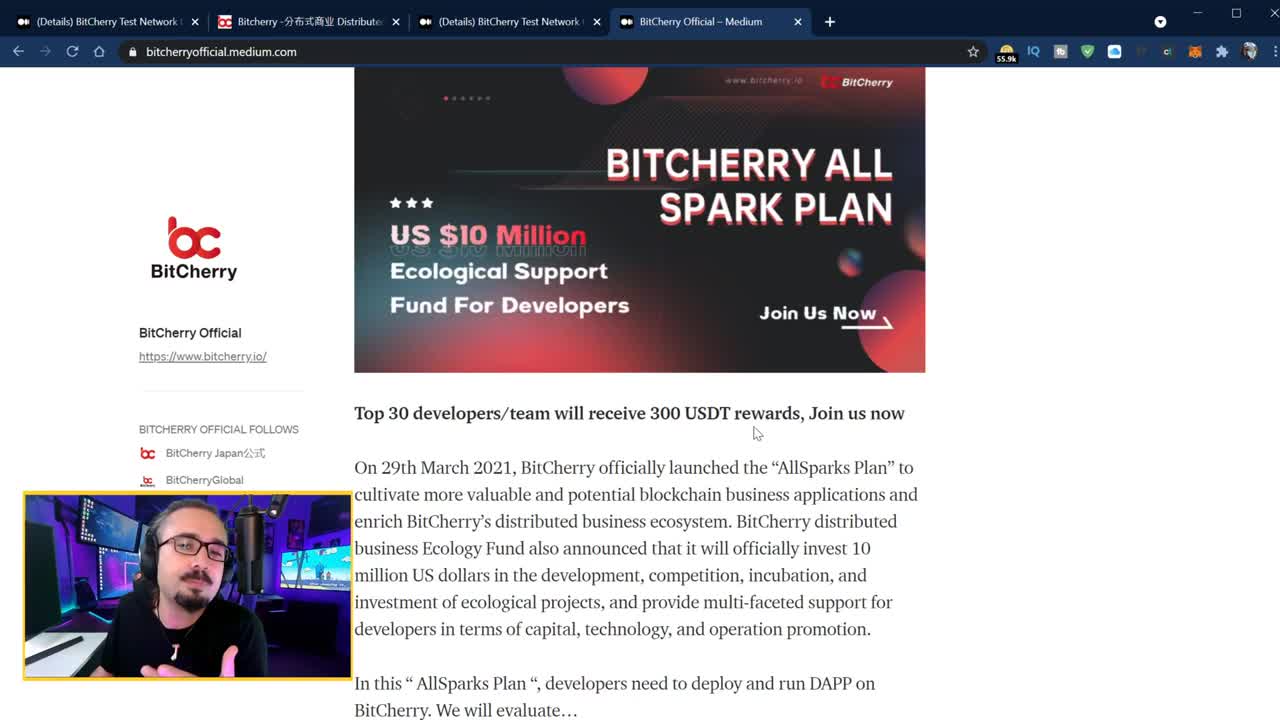 BitCherry “All Spark Plan” Fund of US $10 million Open for Blockchain Developer !!!