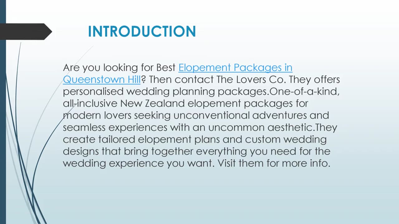Elopement Packages in Queenstown Hill