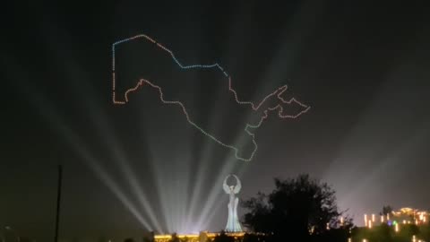 Drones show Uzbekistan map