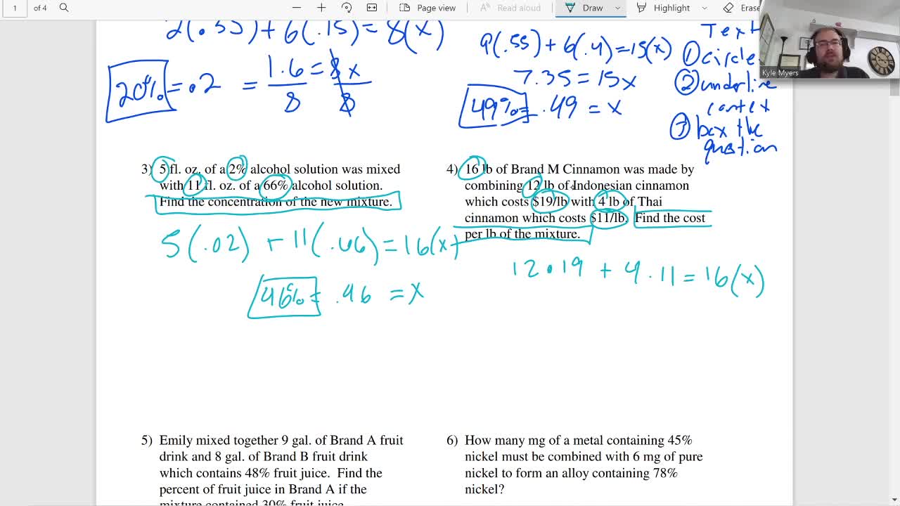 Mixture Word Problems- Algebra 1 Kuta Worksheet Series