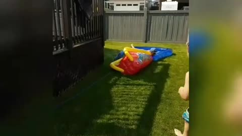 Collab copyright protection - dad jumps into kiddie pool with son