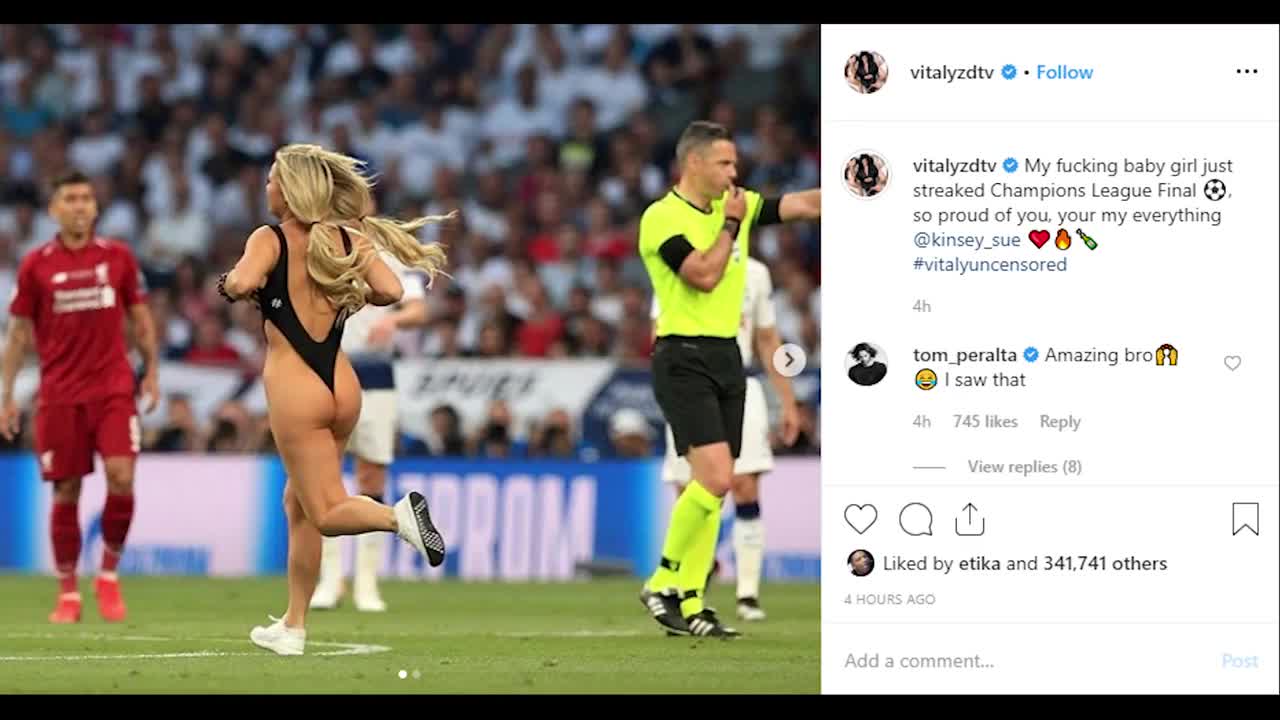 Vitaly Uncensored's Girlfriend Streaking Prank at UCL Finals 2019