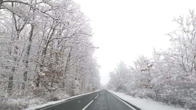 beautiful view of snowy road