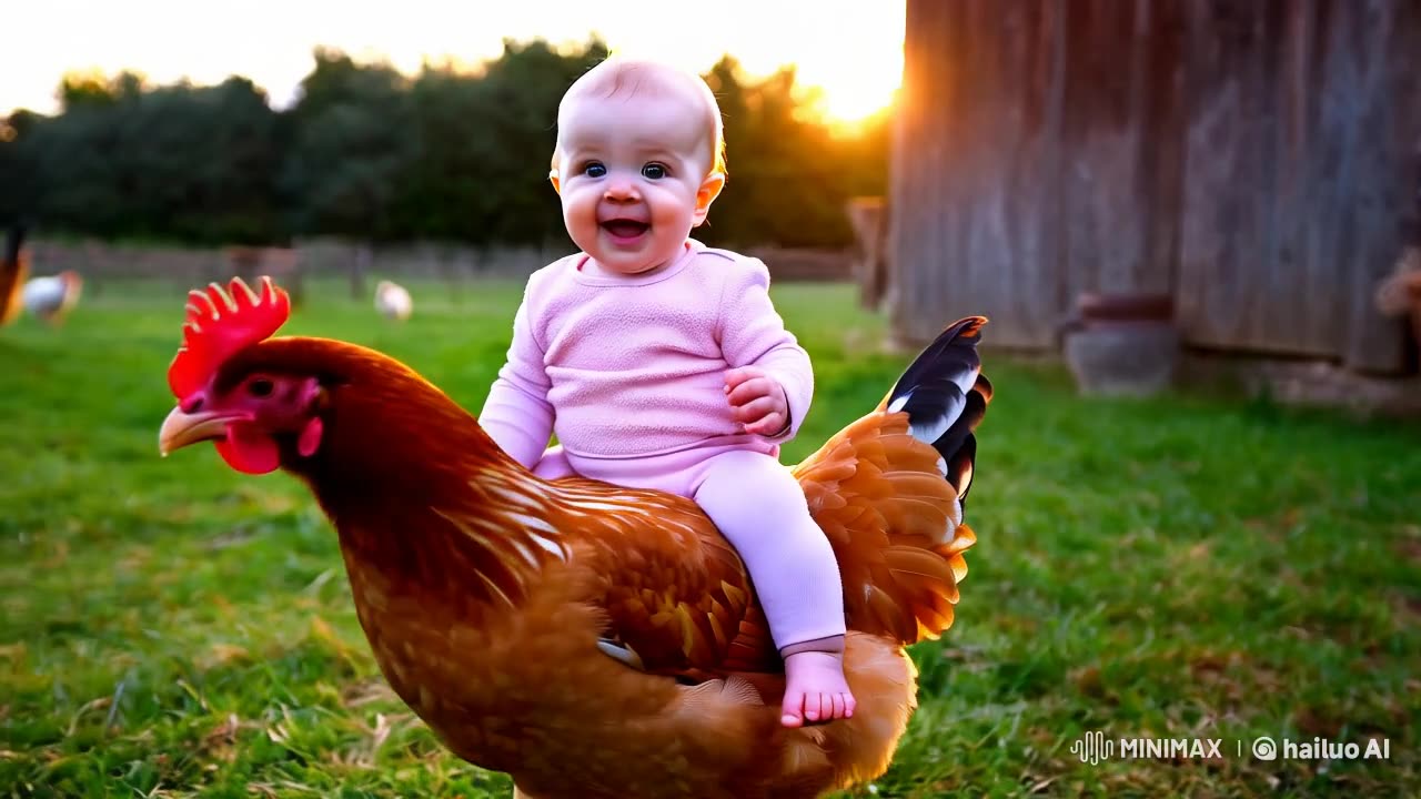 "AI Magic: Baby Having Fun Playing with a Hen! | Short 🐣✨"