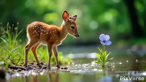 Young buck by the river