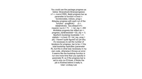 Add a progress bar to boot function in R