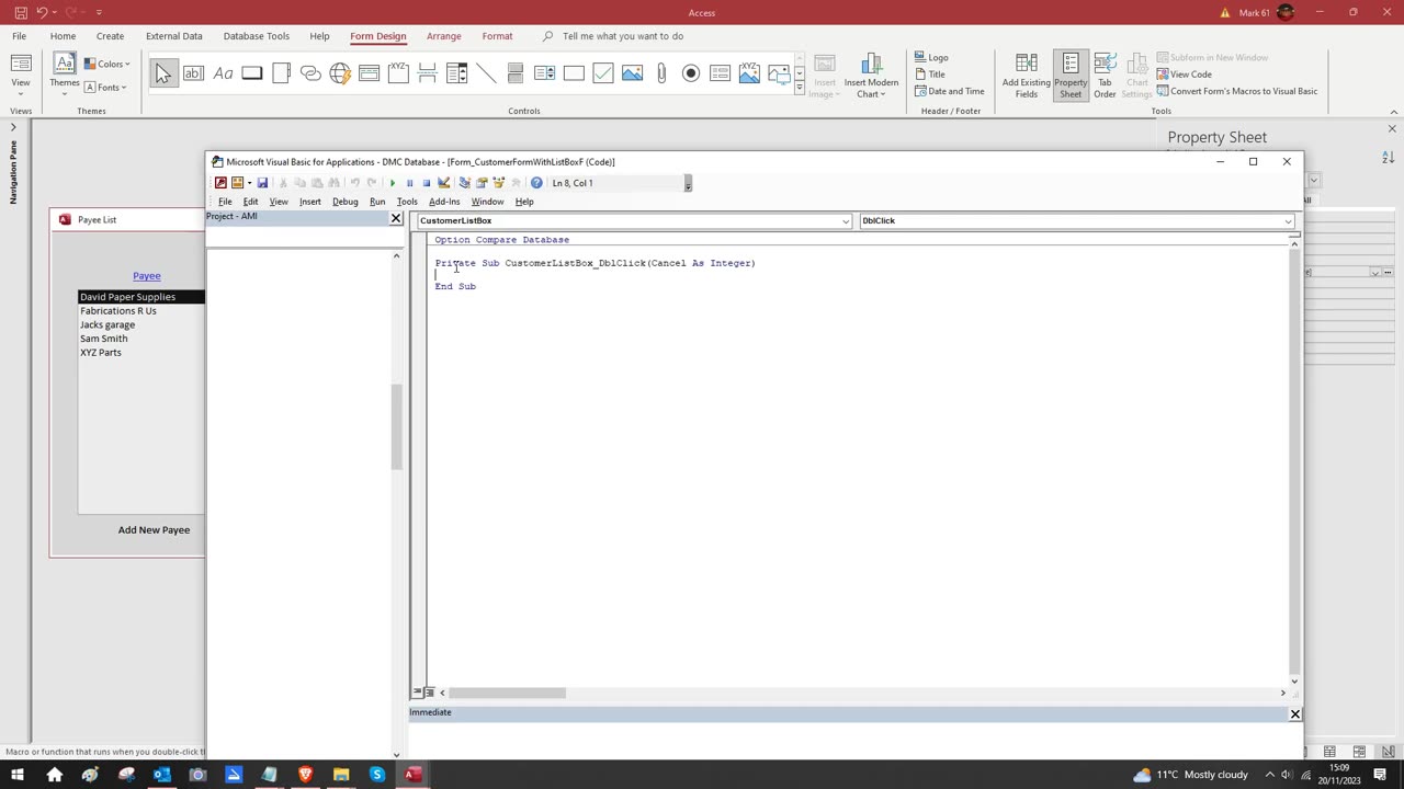 Using A List Box In Our Form - Overlapping Window Style - (From directmc.co.uk)