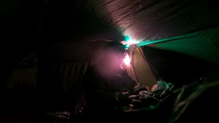 Speed lapse.of chilling in the tent. Slowly clearing down