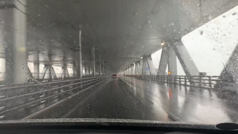 Driving on Yeongjong Bridge in the rain