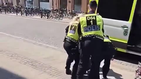 Six Swedish Police Officers Pounced on a Woman Who Says “FREE PALESTINE”