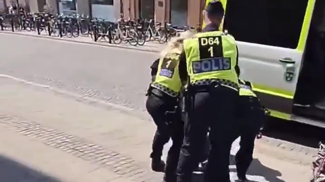 Six Swedish Police Officers Pounced on a Woman Who Says “FREE PALESTINE”