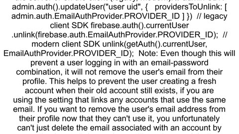 How to unlink Email from Firebase using Firebase Admin Node JS SDK