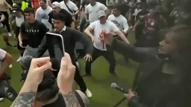 Haka for freedom in Wellington, New Zealand.