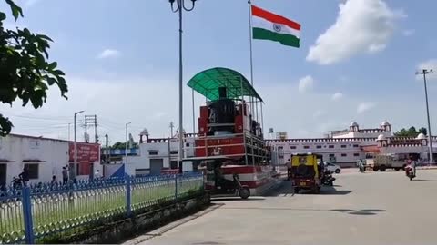 India's flag fluttering in the wind.