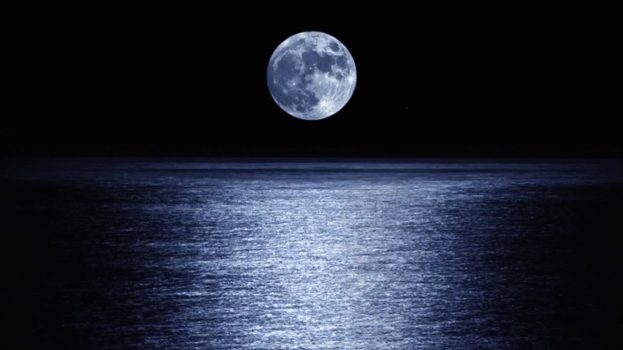 Night ocean with moon