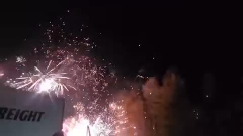 Truck carrying fireworks caught on fire