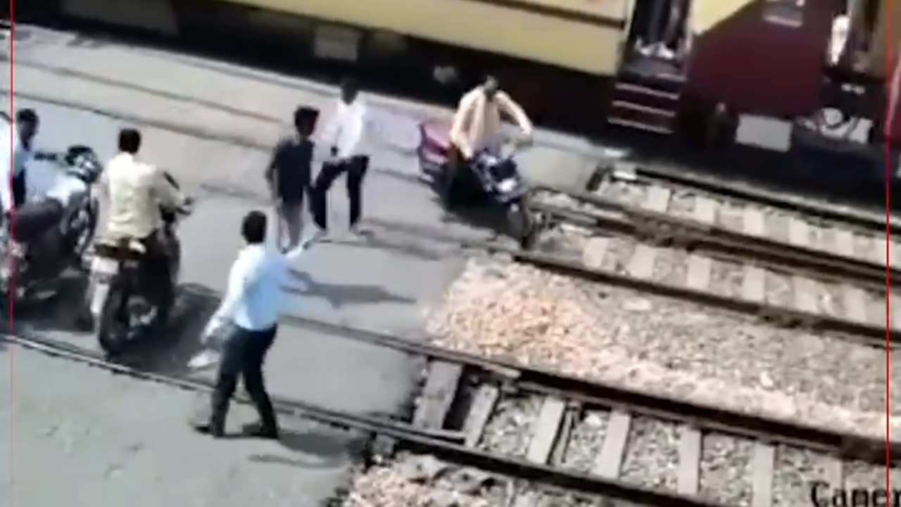 Man,s bike get CRUSHED by train 🚆