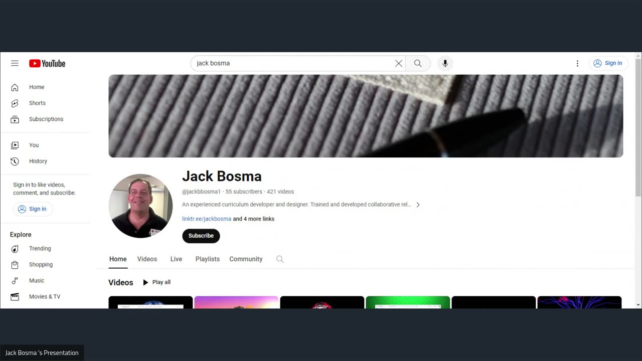 Jack Bosma On YouTube