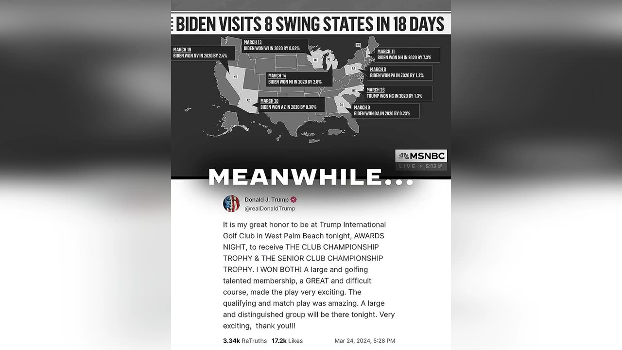 Biden Mocks Trump For Golfing, Compares To MSNBC Hype Video About Biden Campaigning