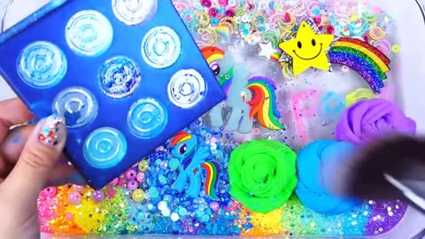 Poni slime ASMR mixing rainbow