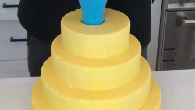 When the icing pours down the cake..