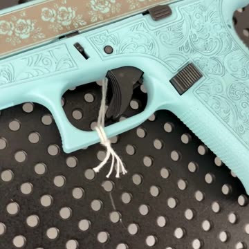 The #Glock43x Tiffany Blue Glock & Roses Custom Engraving #9mm
