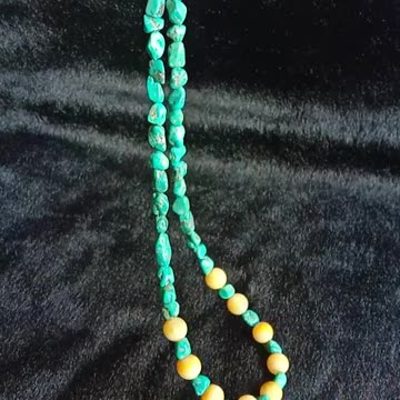 Natural turquoise free-shape beads with bumble bee beads necklace for husband06