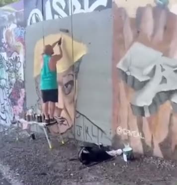 President Trump’s #mugshot mural in process in Atlanta.