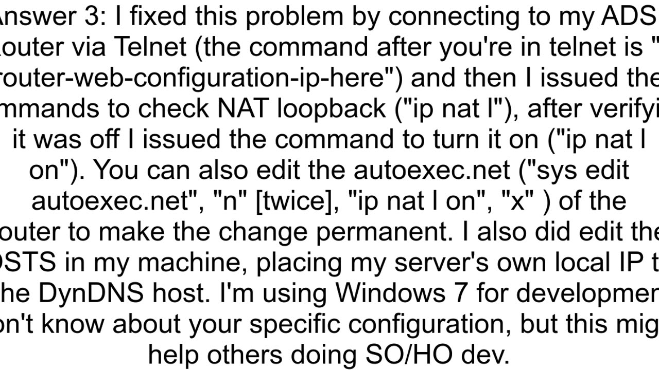 How to avoid connection loopbacks with DynDNS when I debug locally