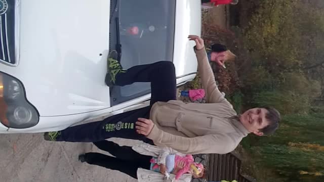 Climbing at the car