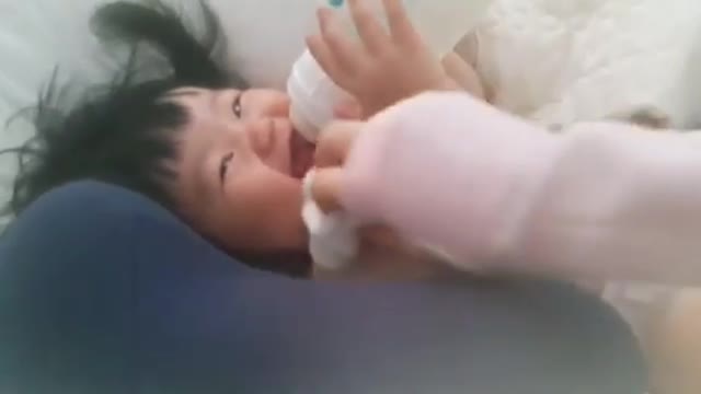 Cute baby laughing