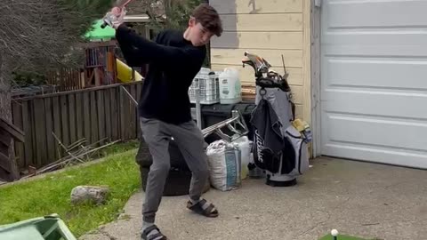 Cousin Shows Off His Golf Swing